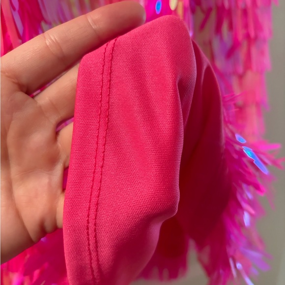 NWT / XLarge  / hot pink fringe mini dress - Picture 3 of 4